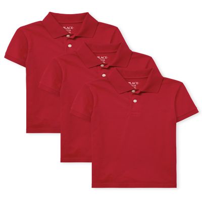 The Children's PlaceThe Children's Place BoysShort Sleeve Pique Polo 3 packClassic RedXLarge (14)