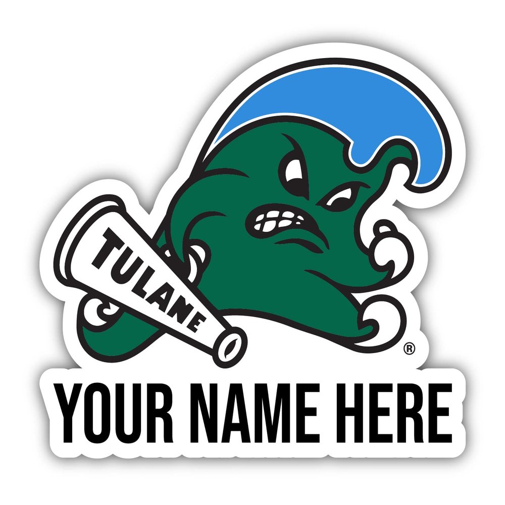 Personalized Customizable Tulane University Green Wave Vinyl Decal Sticker Custom Name Officially Licensed Collegiate Product