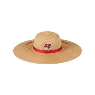 FOCO Women's NFL Logo Ladies Fashion Beach Sun Wordmark Straw Hat, Team Color, One Size