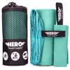 Hero Microfiber Towel, Camping, Beach, Gym, Includes Bonus Washcloth (Aquamarine, 24" x 48") view 1