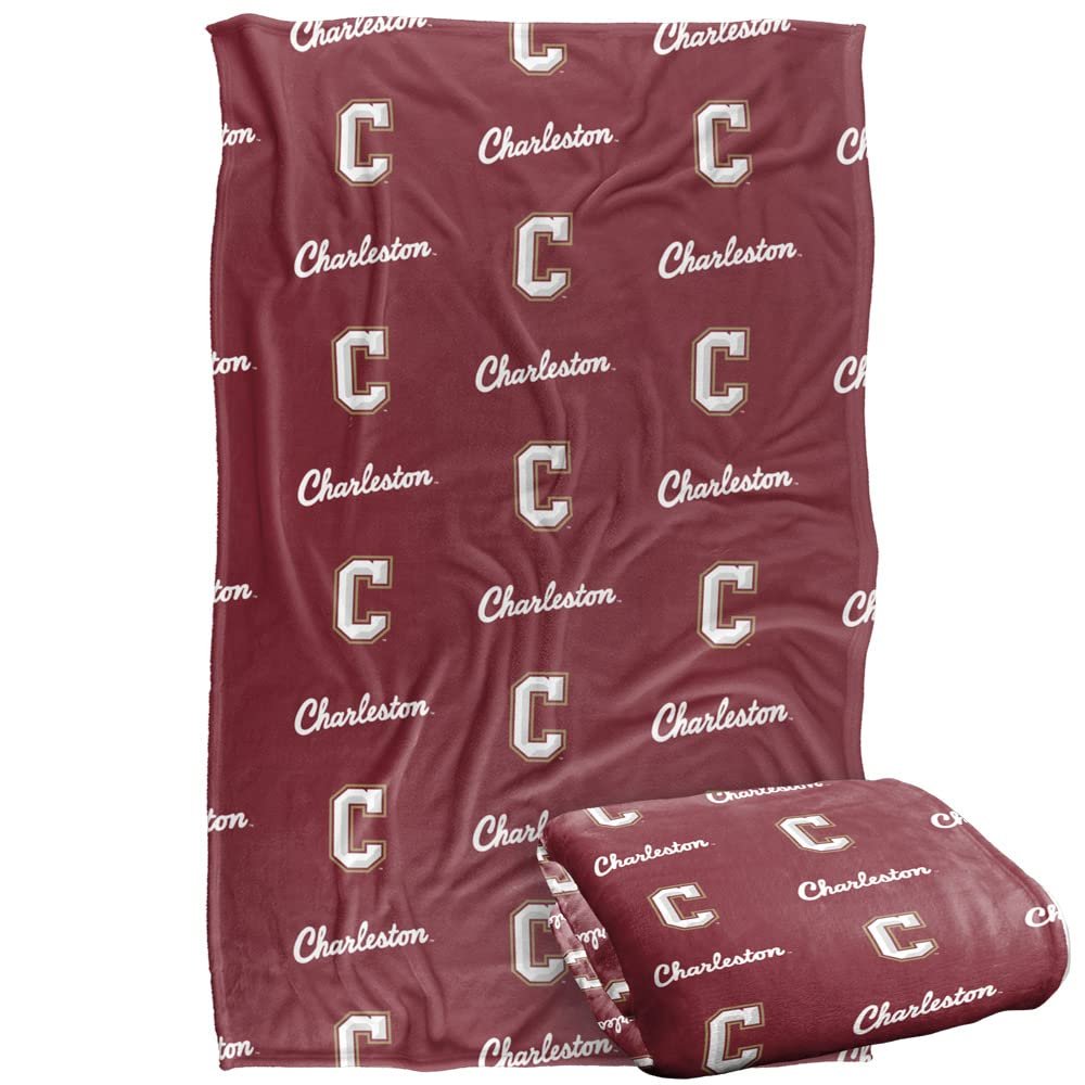 College of Charleston Cougars Blanket, 36"x58" Logo Pattern, Silky Touch Super Soft Throw