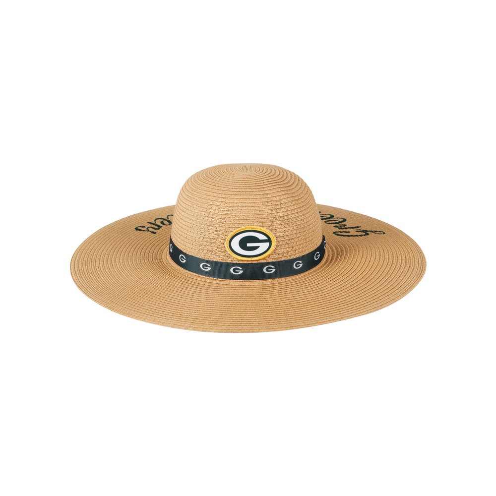 FOCO Green Bay Packers NFL Womens Wordmark Beach Straw Hat