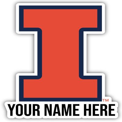 Personalized Customizable Illinois Fighting Illini Vinyl Decal Sticker Custom Name Officially Licensed Collegiate Product