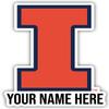 Personalized Customizable Illinois Fighting Illini Vinyl Decal Sticker Custom Name Officially Licensed Collegiate Product view 1