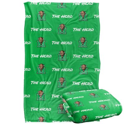 Marshall University The Heard Blanket, 36"x58" Logo Pattern, Silky Touch Super Soft Throw