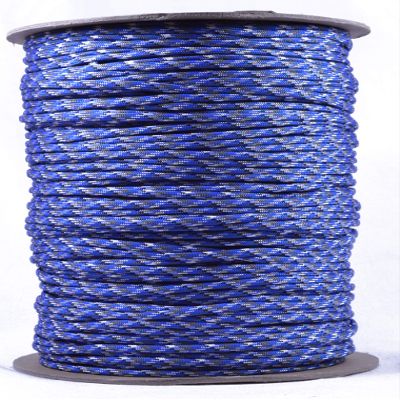 35+ Camo Pattern of Parachute 550 Cord Type III 7 Strand Paracord - Blue Camo (1000 Foot Spool)