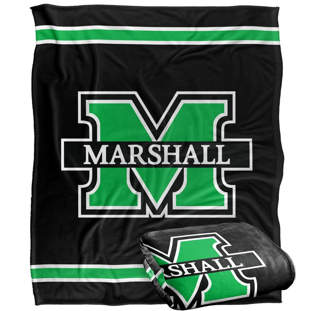 Marshall University The Heard Blanket, 50"X60", Primary Logo Stripes, Silky Touch Super Soft Throw