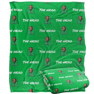 Marshall University The Heard Blanket, 50"X60", Logo Pattern, Silky Touch Super Soft Throw