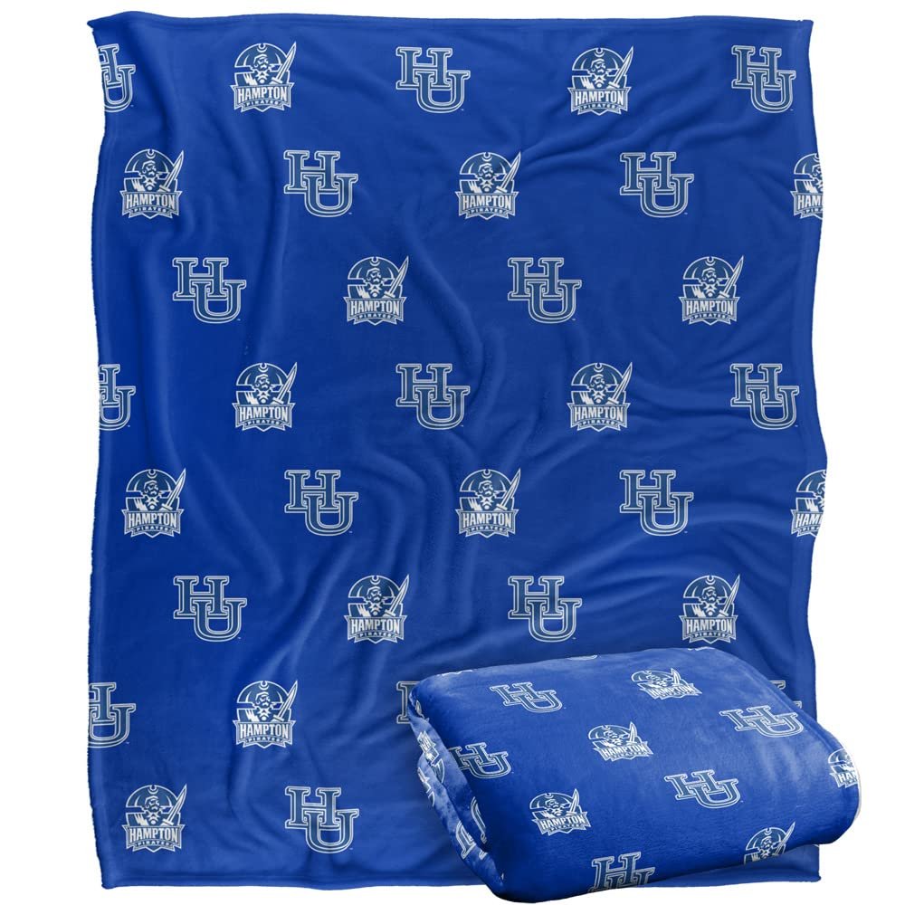 Hampton University Pirates Blanket, 50"X60", Logo Pattern, Silky Touch Super Soft Throw