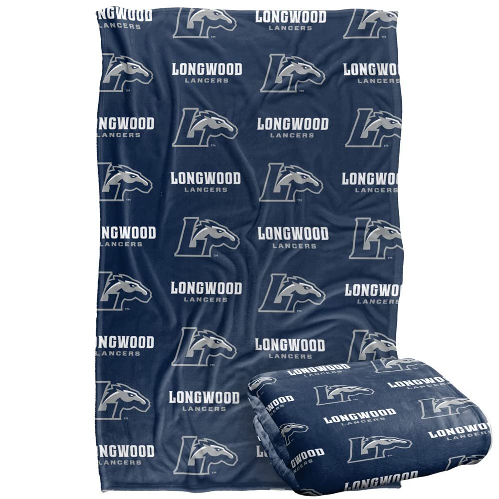Longwood University Lancers Blanket, 36"x58" Logo Pattern, Silky Touch Super Soft Throw