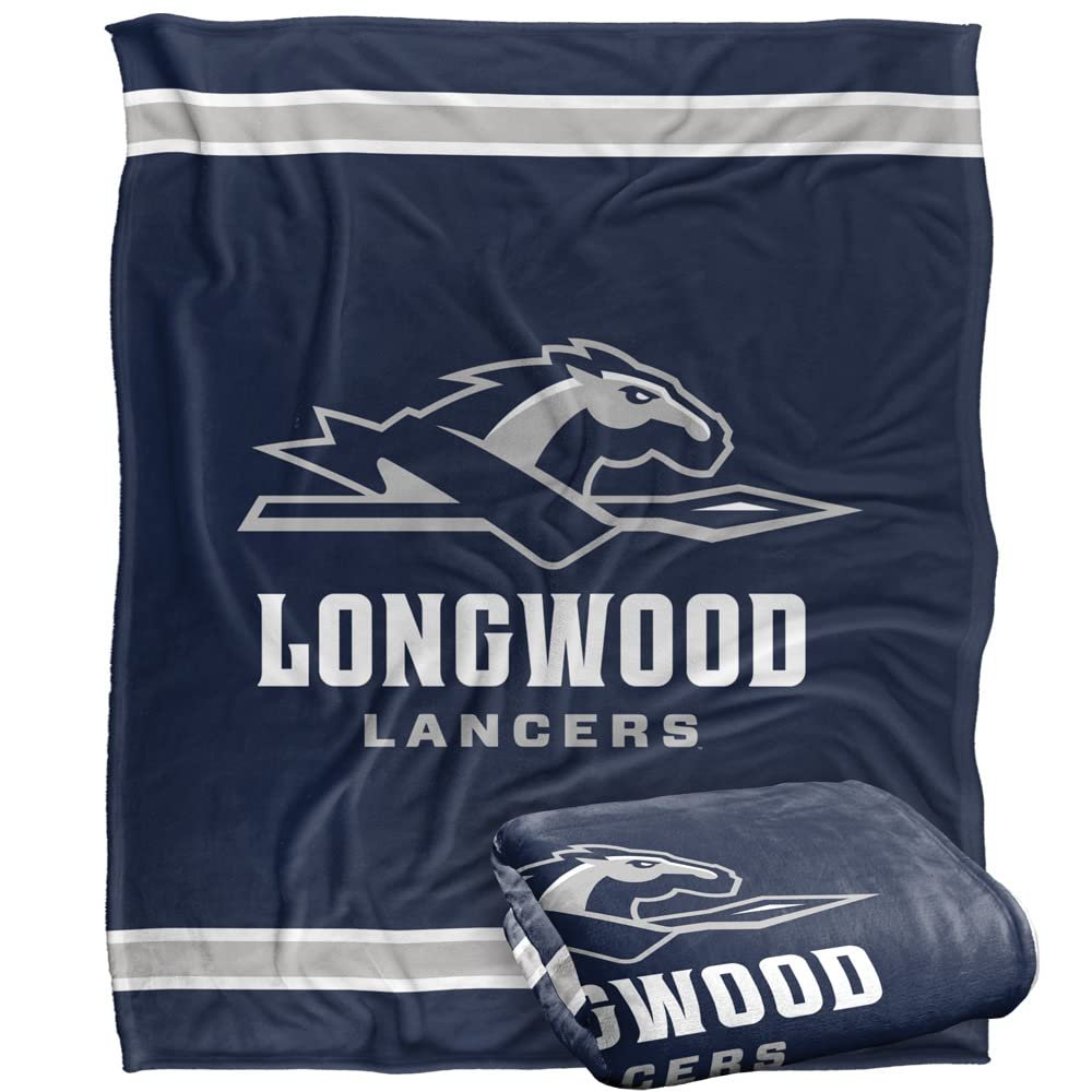 Longwood University Lancers Blanket, 50"X60", Primary Logo Stripes, Silky Touch Super Soft Throw