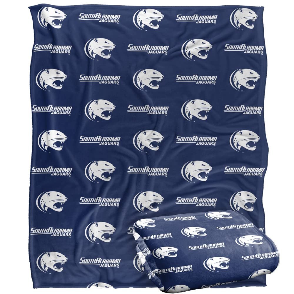 University of South Alabama Jaguars Blanket, 50"X60", Logo Pattern, Silky Touch Super Soft Throw