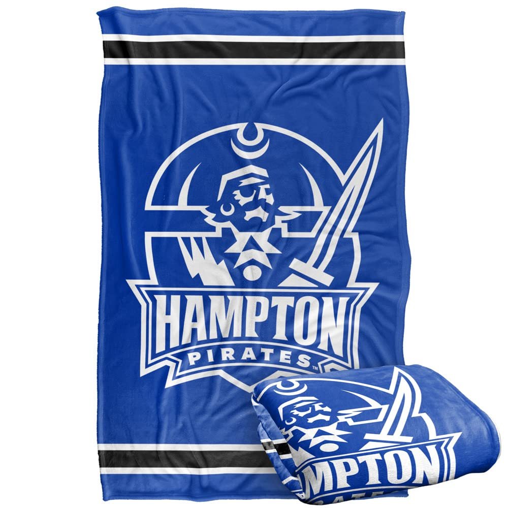 Hampton University Pirates Blanket, 36"x58" Primary Logo Stripes, Silky Touch Super Soft Throw