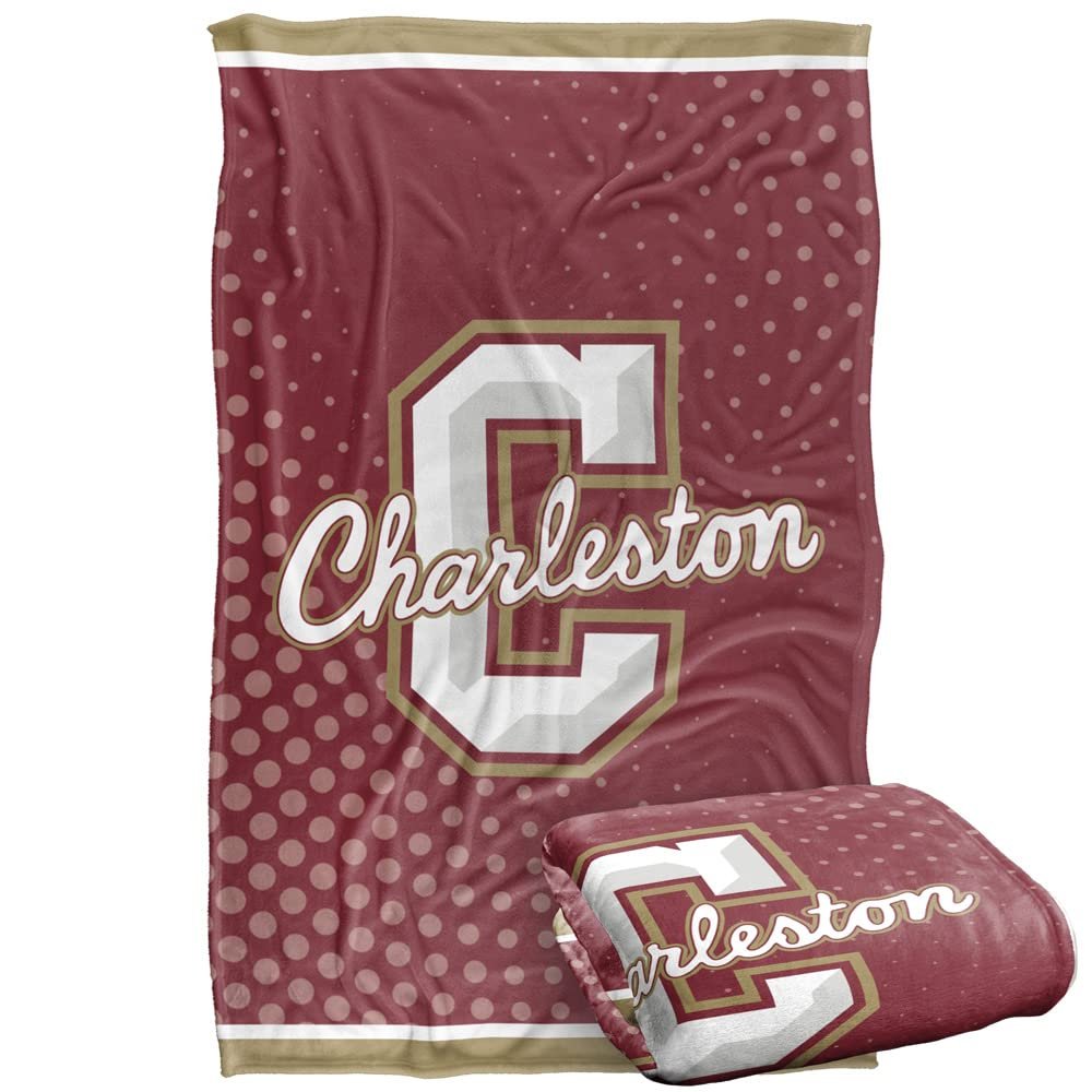 College of Charleston Cougars Blanket, 36"x58" Logo Dots, Silky Touch Super Soft Throw