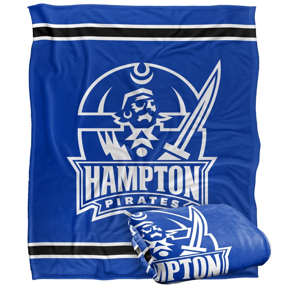 Hampton University Pirates Blanket, 50"X60", Primary Logo Stripes, Silky Touch Super Soft Throw
