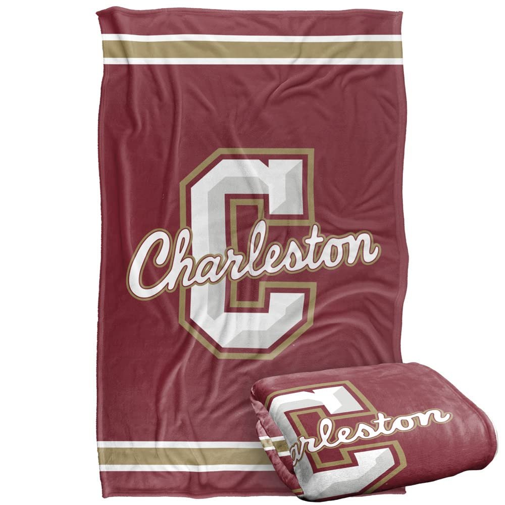 College of Charleston Cougars Blanket, 36"x58" Primary Logo Stripes, Silky Touch Super Soft Throw