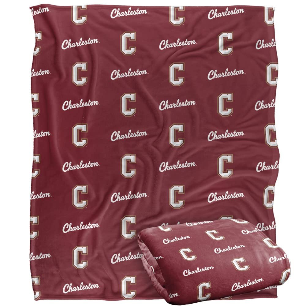 College of Charleston Cougars Blanket, 50"X60", Logo Pattern, Silky Touch Super Soft Throw