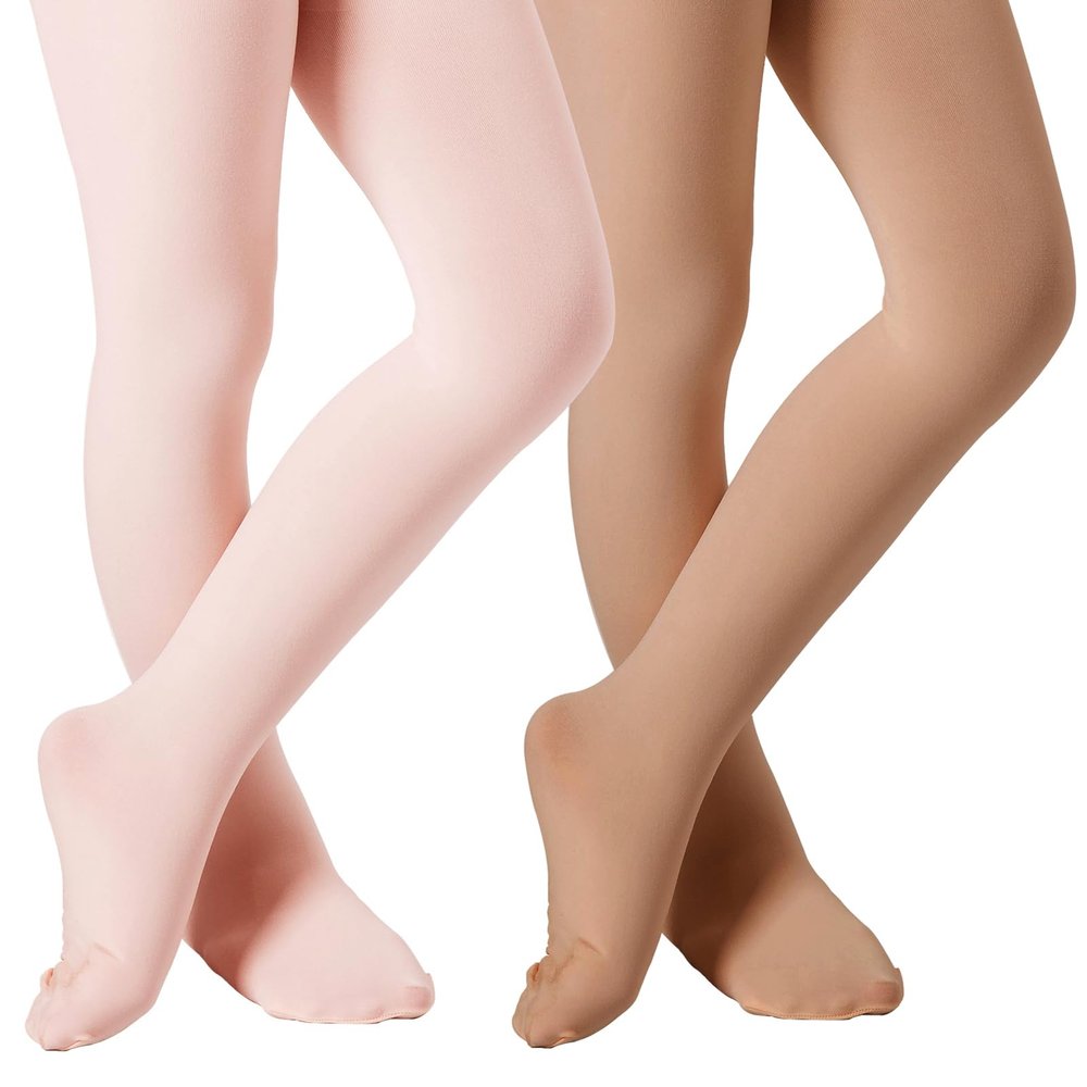 DIPUG Girls Pink Tights Toddler Dance Footed Kids Ballet School Uniform Opaque Stockings 5t 6 7 8
