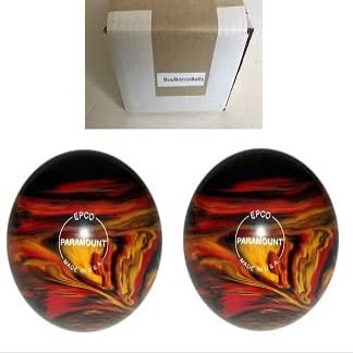 BuyBocceBalls - EPCO Duckpin Bowling Balls - - (4 3/4 inch- 3lbs. 10 oz.) Pack of 2 - Marbleized - Black, Red & Yellow - Made in USA