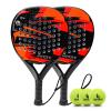 Padel Racket Carbon Fiber Surface with EVA Memory Flex Foam Core Padel Tennis Racquets Lightweight (red 2pcs) view 1