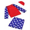 Hansber Infant Boys Rash Guard Swimwear Shark Printed Sun Protection Surfing Wetsuit 2 Pieces Swimsuit Red-Blue 5-6 Years view 2