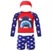 Hansber Infant Boys Rash Guard Swimwear Shark Printed Sun Protection Surfing Wetsuit 2 Pieces Swimsuit Red-Blue 5-6 Years view 3