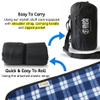 BRAWNTIDE Large Outdoor Waterproof Blanket - Thick Tartan Plaid Fleece, Warm, Windproof, Sandproof, Ideal for Camping, Parks, Grass, Hiking, Travel, Includes Stuff Sack, Shoulder Strap (Plaid Blue) view 4