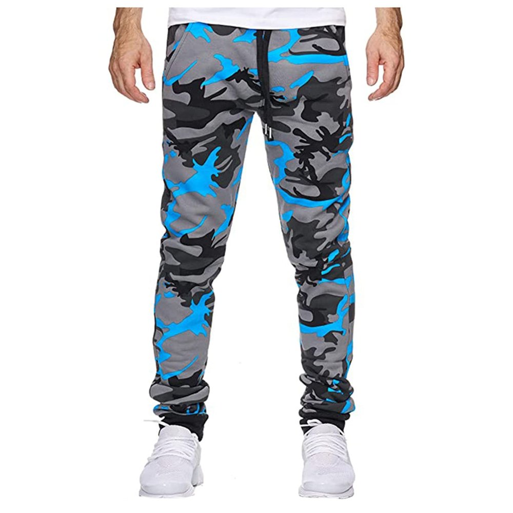 Mens Camouflage Sweatpants with Pockets Tapered Fit Stretchy Cotton Jogger Pants Workout Gym Outdoor Sports Trousers