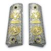 Mexican Eagle 1911 Grips Full Size + Gun Stand/Display for Kimber, Colt, Rock Island, Springfield, Taurus, & Clones - 1911 Full Size Metal Nickel Plated view 3