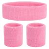 ONUPGO Kids Sweatbands Headband Wristband Set - Athletic Cotton Sweat Band for Sports (1 Headband + 2 Wristbands) (Light Pink) view 1