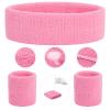 ONUPGO Kids Sweatbands Headband Wristband Set - Athletic Cotton Sweat Band for Sports (1 Headband + 2 Wristbands) (Light Pink) view 4