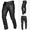Mens Black Leather Pants Slim Fit Motorcycle Hip Hop Punk Gothic Streetwear Trousers Flat Pockets Skinny Cargo Joggers view 2