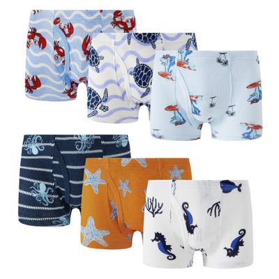 Family Feeling 6 Packs Little Boys' Cotton Boxer Brief Underwear Size 5