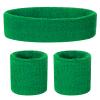 ONUPGO Kids Sweatbands Headband Wristband Set - Athletic Cotton Sweat Band for Sports (1 Headband + 2 Wristbands) (Green) view 1