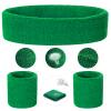 ONUPGO Kids Sweatbands Headband Wristband Set - Athletic Cotton Sweat Band for Sports (1 Headband + 2 Wristbands) (Green) view 4