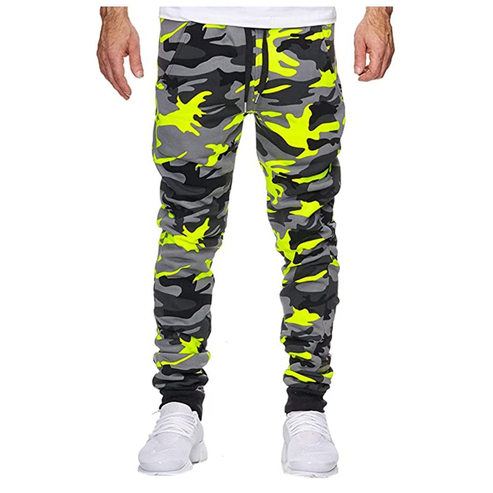 Mens Camouflage Sweatpants with Pockets Tapered Fit Stretchy Cotton Jogger Pants Workout Gym Outdoor Sports Trousers