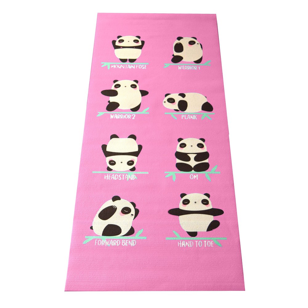 Bean Products 60x24 Non Slip Yoga Mat for Exercise - 3mm Thick Comfortable Workout Floor Mat for Kids - Eco Friendly Foldable Yoga Mat for Yoga, Pilates, Gym and Stretching, Jelly Bean Panda