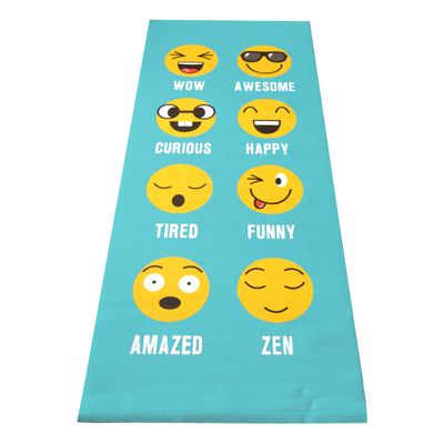 Bean Products 60x24 Non Slip Yoga Mat for Exercise - 3mm Thick Comfortable Workout Floor Mat for Kids - Eco Friendly Foldable Yoga Mat for Yoga, Pilates, Gym and Stretching, Wave Emoji