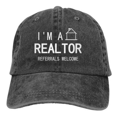 I'm A Realtor Referrals Welcome Unisex Double Buckle Adjustable Cowboy Personality Retro Cowboy Hat Vintage Adjustable Hip Hop Baseball Caps Trucker Hat