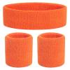 ONUPGO Kids Sweatbands Headband Wristband Set - Athletic Cotton Sweat Band for Sports (1 Headband + 2 Wristbands) (Orange) view 1