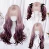 XiongXiongLe Long Wave Curly Hair Costume Wig Harajuku Style Women Gold Purple Gradient High Temperature Silk Wig for Gril Daily Wear Music Festival Themed Parties Halloween Wedding view 1
