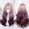 XiongXiongLe Long Wave Curly Hair Costume Wig Harajuku Style Women Gold Purple Gradient High Temperature Silk Wig for Gril Daily Wear Music Festival Themed Parties Halloween Wedding view 2