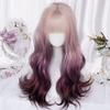 XiongXiongLe Long Wave Curly Hair Costume Wig Harajuku Style Women Gold Purple Gradient High Temperature Silk Wig for Gril Daily Wear Music Festival Themed Parties Halloween Wedding view 3