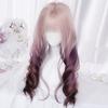 XiongXiongLe Long Wave Curly Hair Costume Wig Harajuku Style Women Gold Purple Gradient High Temperature Silk Wig for Gril Daily Wear Music Festival Themed Parties Halloween Wedding view 4
