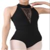 Dance Elite - Isadora - Deep V mesh Front Dance leotard. Leotards for Women Ballet and Dance (Black, Adult XL) view 1