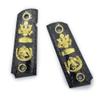Mexican Eagle 1911 Grips Full Size + Gun Stand/Display for Kimber, Colt, Rock Island, Springfield, Taurus, & Clones - 1911 Full Size Metal Black Gold Plated view 4