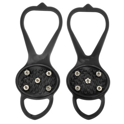 5 Teeth Crampons, Easy to Carry Strong Grip Lightweight Anti Skid Good Flexibility 5 Teeth Climbing Shoe Spikes for Outdoor for Ice Fishing(Black, S)