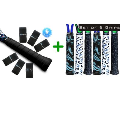 ALIEN PROS 12 Pack Black & Sailor Mix Tennis Racket Grip Tape  Precut and Light Tac Feel Tennis Grip