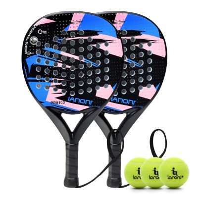 Padel Racket Carbon Fiber Surface with EVA Memory Flex Foam Core Padel Tennis Racquets Lightweight (Blue 2pcs)
