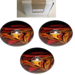 BuyBocceBalls - EPCO Duckpin Bowling Balls - - (4 3/4 inch- 3lbs. 8 oz.) Pack of 3 - Marbleized - Black, Red & Yellow - Made in USA